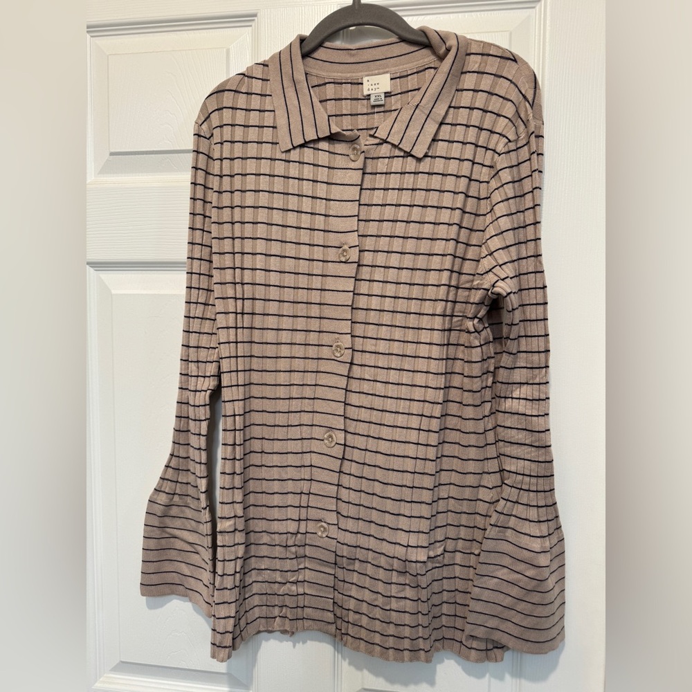 a new day Women's Striped Sweater - Tan and Black
